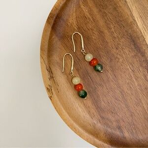 3/$20 Sterling Silver S925 Stamped Jade Cute Beads Dangle Earrings